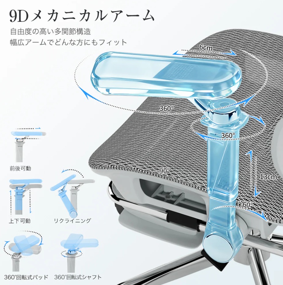 Aerlix N09 高通気メッシュの背もたれ