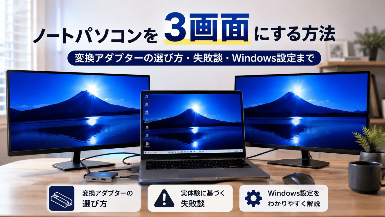 ノートパソコン 3画面 やり方