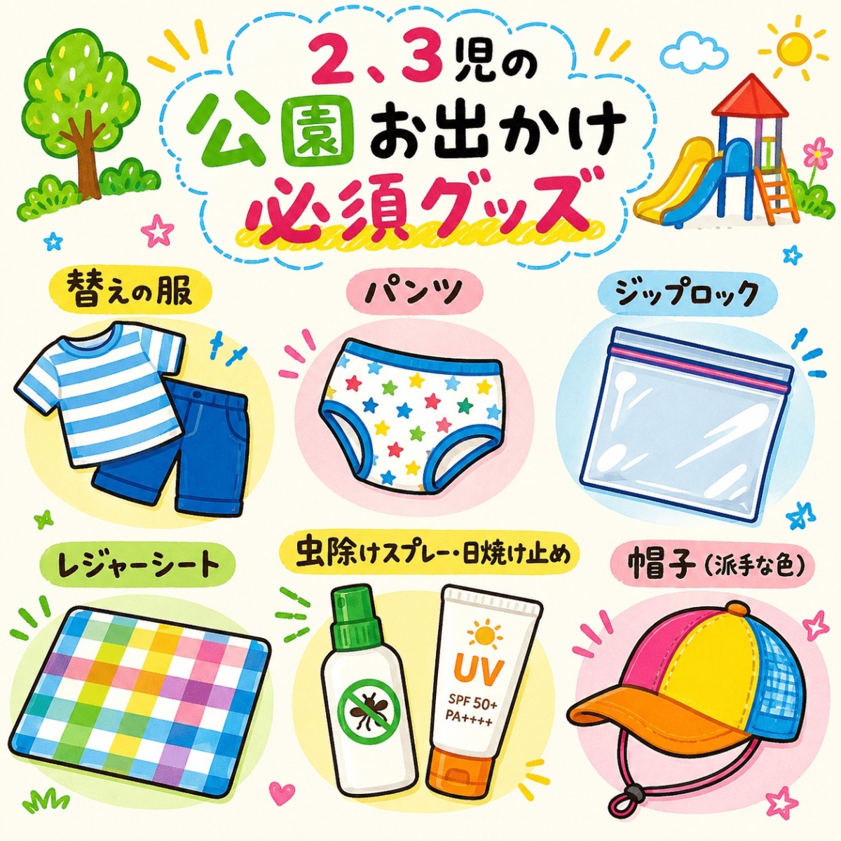 2〜3歳児 公園お出かけ必須グッズ一覧