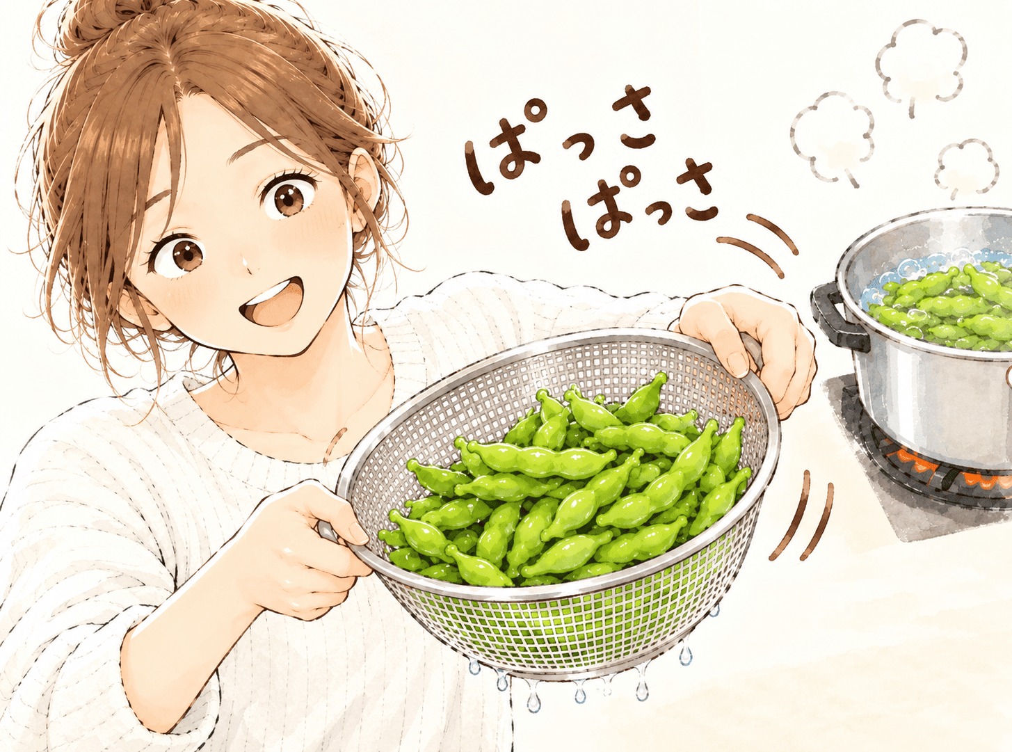 枝豆に塩をなじませる楽しい手順