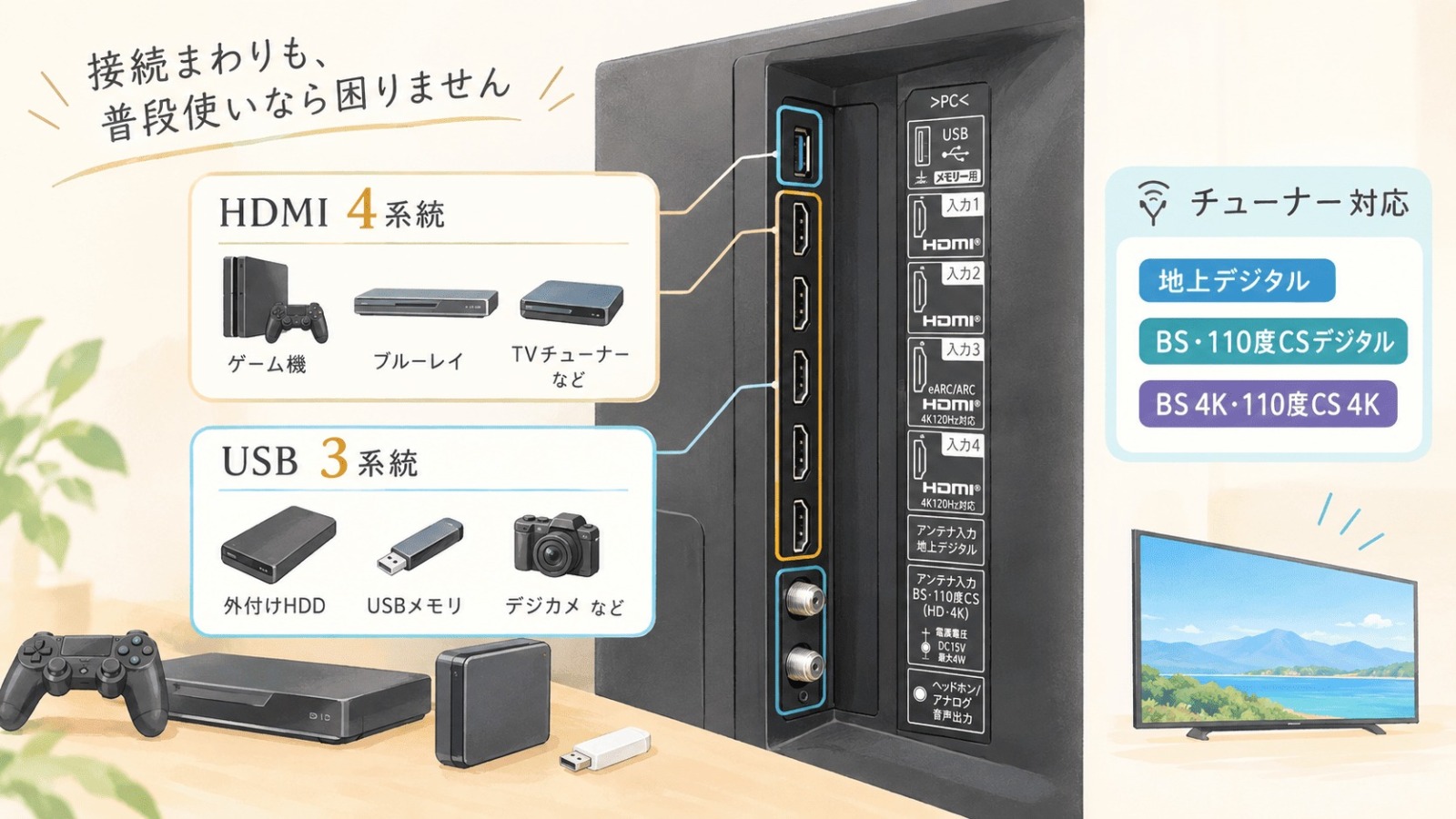 4T-C65EN1にはHDMI端子 接続部